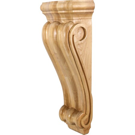 Hardware Resources 8-1/2" Wx5-1/2"Dx22"H Rubberwood Scrolled Corbel CORN-5RW